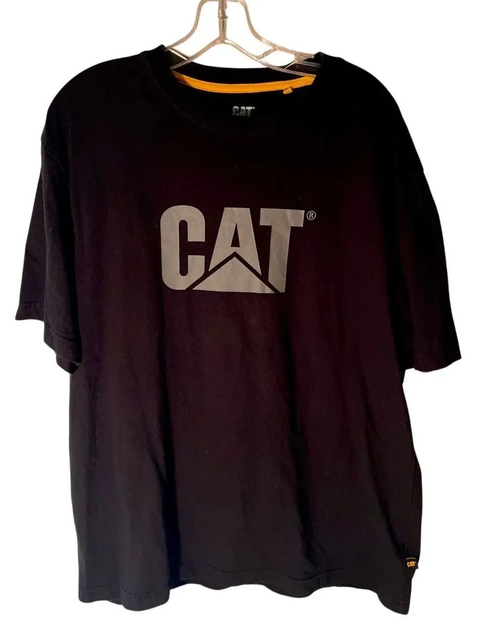 Caterpillar Men's Short Sleeve Gray CAT Logo T Shirt Tee Black Size Large